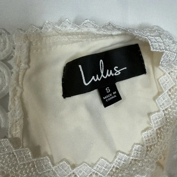 Lulus S Kenna White Crochet Lace Fringe Bachelorette Bodycon Dress Bridal Easter - Picture 6 of 12